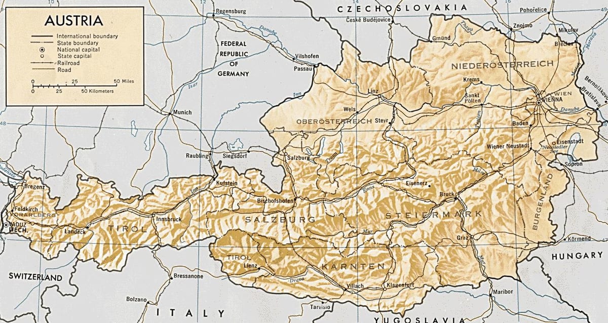 австрија географска карта