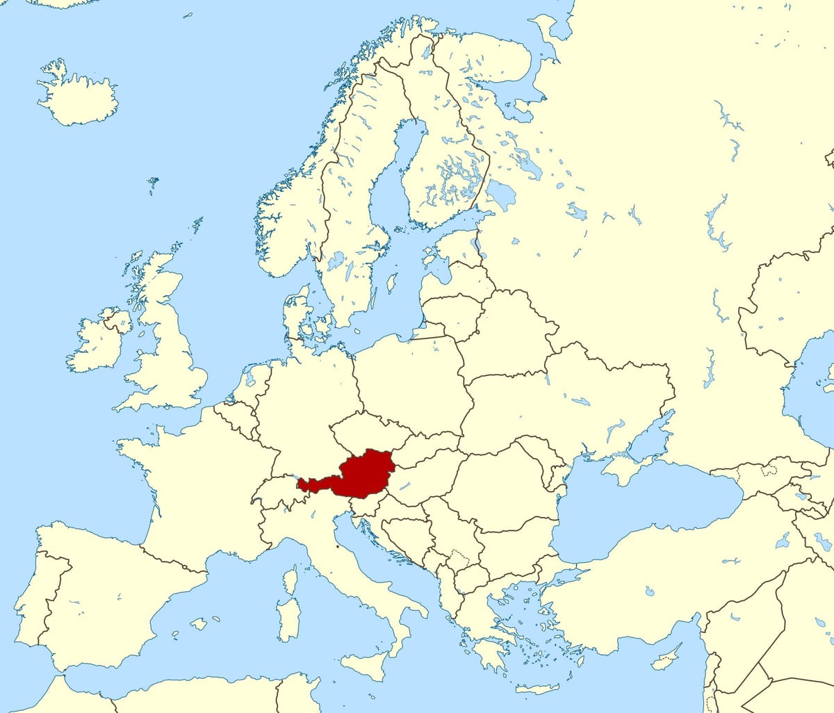 мапата на светот покажува австрија