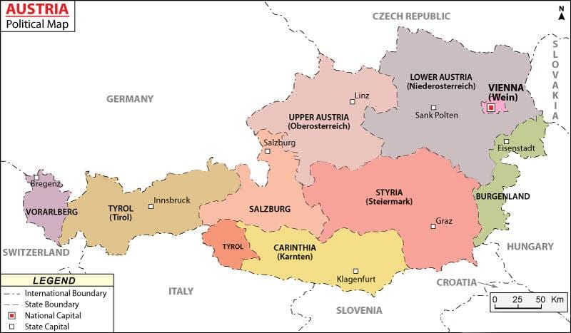 карта на австрија политички
