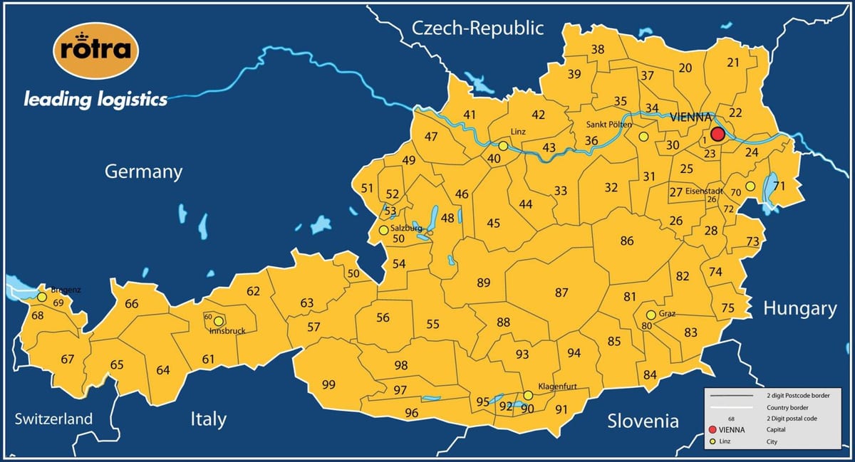 карта на австрија поштенски број 