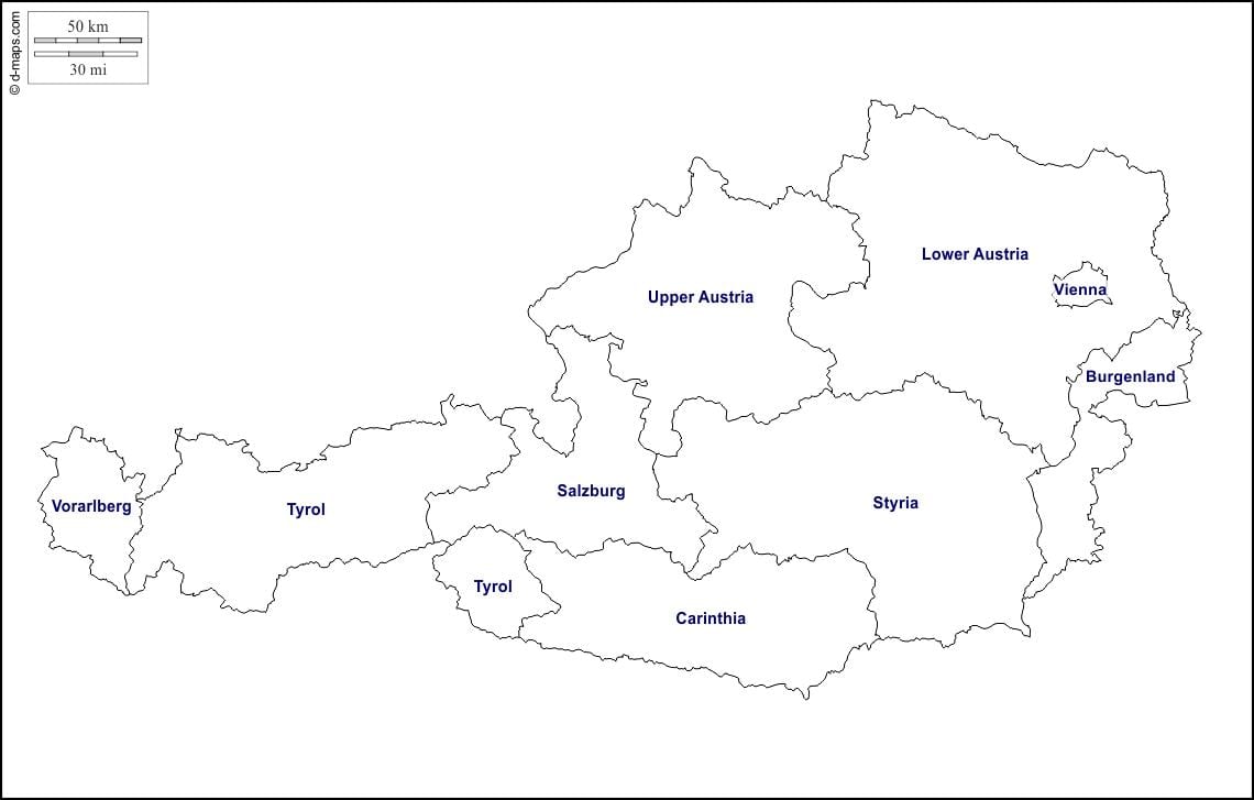 празно карта на австрија