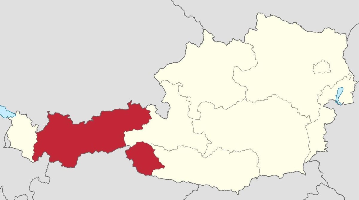 тирол, австрија мапа