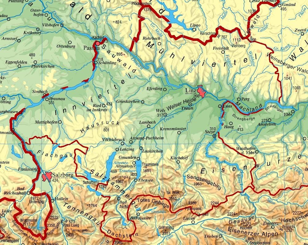 карта на горна австрија