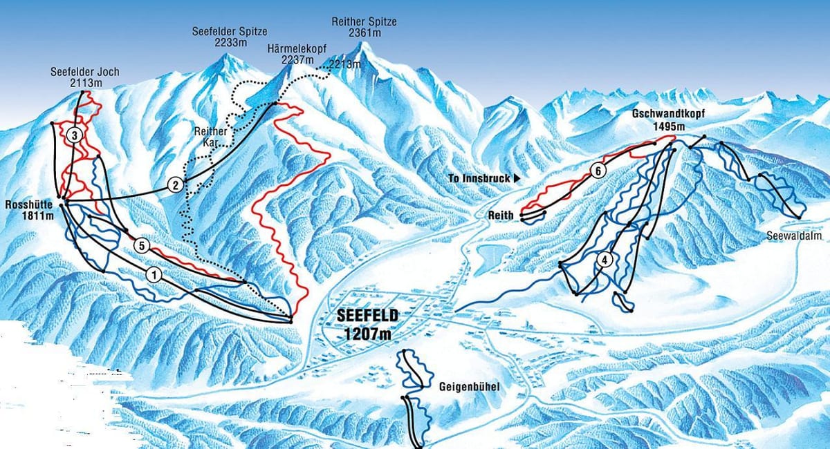 карта на seefeld австрија