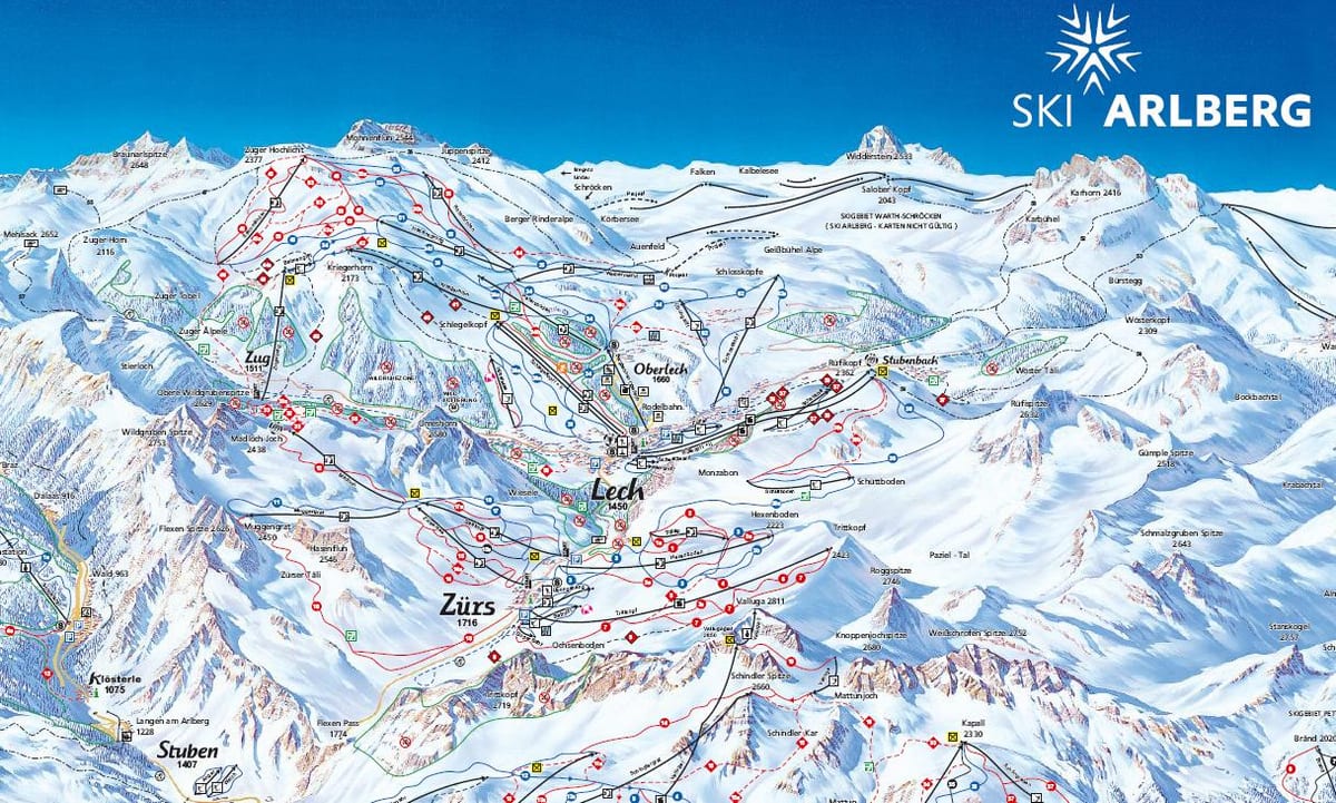 карта на arlberg австрија