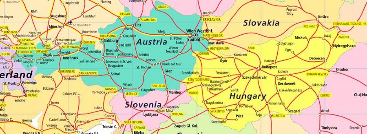 австрија железнички мапа