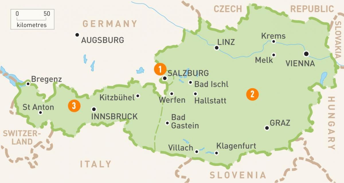 мапа на австрија