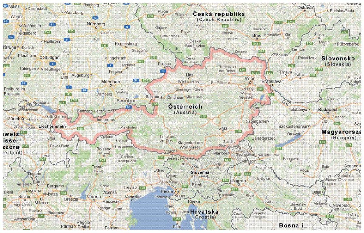 австрискиот граници мапа