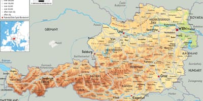 Австрија планините мапа
