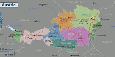 Австрија атракции на мапата