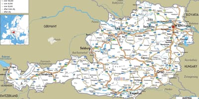 Детална карта на австрија со градови