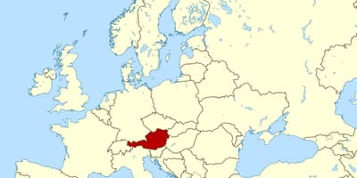 Мапата на светот покажува австрија