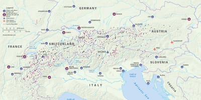 Карта на австрија ски летувалишта аеродроми