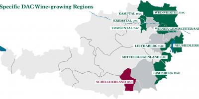 Австрискиот вински региони мапа